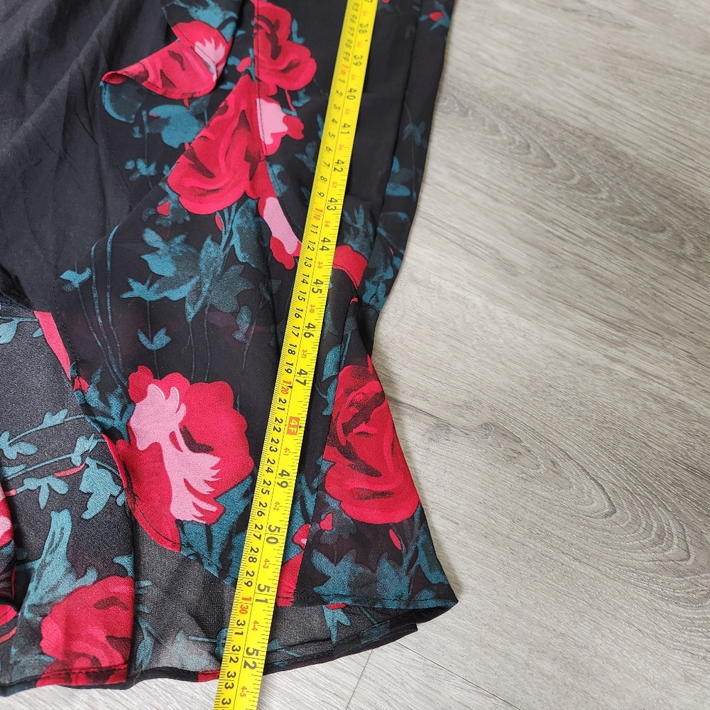 Lulu's Elegant Y2K Vibes Entrance Black Red Floral Print Halter Maxi Dress S - Picture 7 of 12